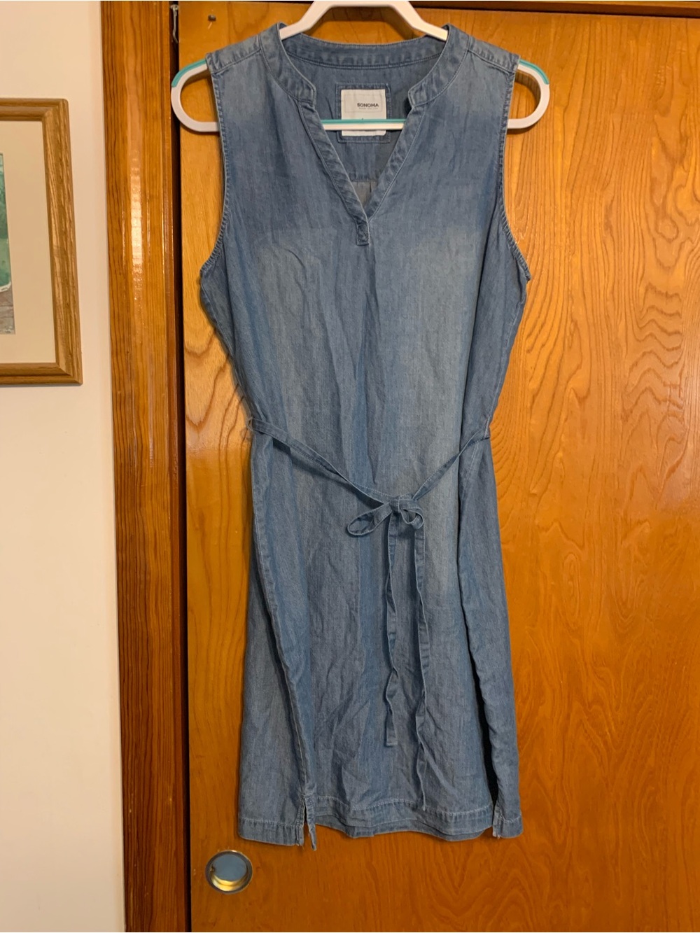 Sonoma Sleeveless Chambray Tie-Waist Dress - Light Blue nwot - never worn